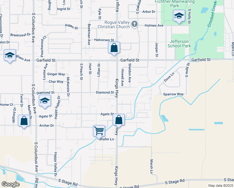 map of restaurants, bars, coffee shops, grocery stores, and more near 1891 Regal Avenue in Medford