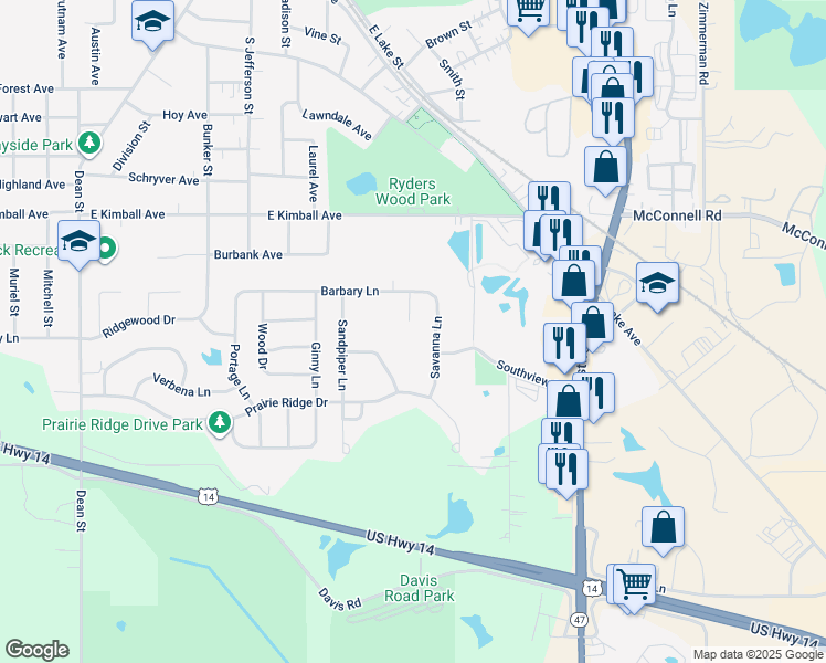map of restaurants, bars, coffee shops, grocery stores, and more near 691 Indigo Lane in Woodstock