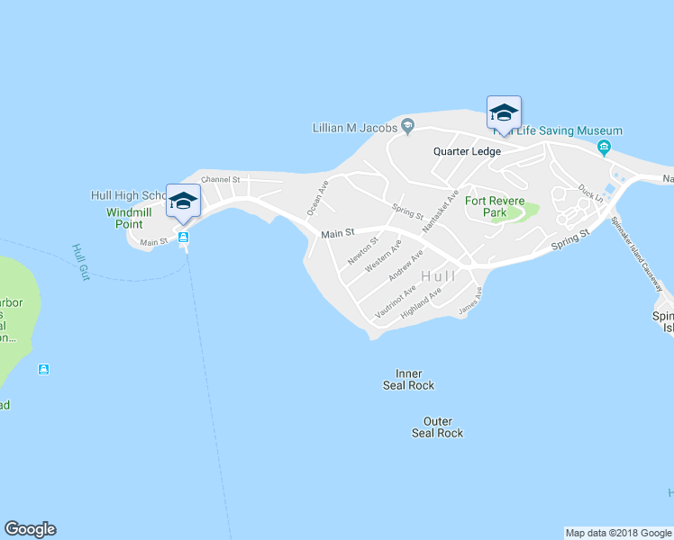 map of restaurants, bars, coffee shops, grocery stores, and more near 106 Highland Avenue in Hull
