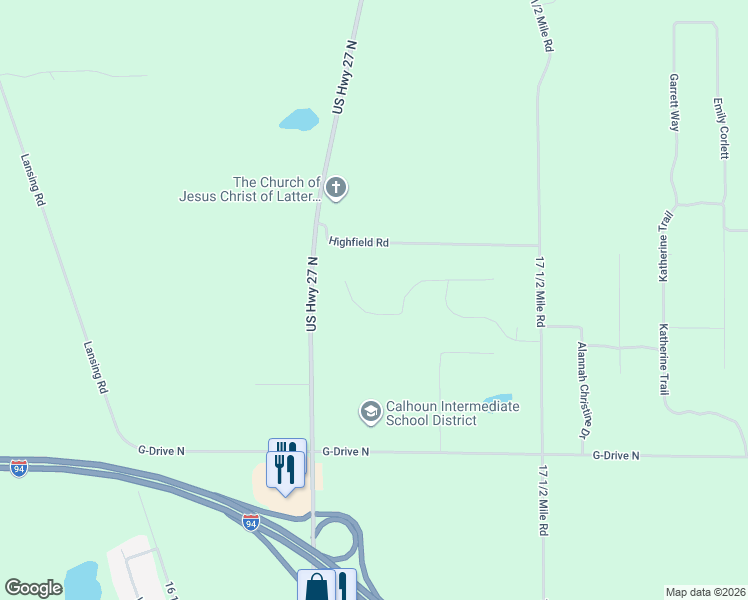map of restaurants, bars, coffee shops, grocery stores, and more near 134 Highfield Road in Marshall