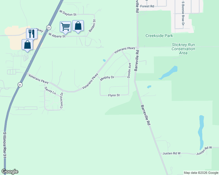 map of restaurants, bars, coffee shops, grocery stores, and more near 3818 Doherty Lane in McHenry