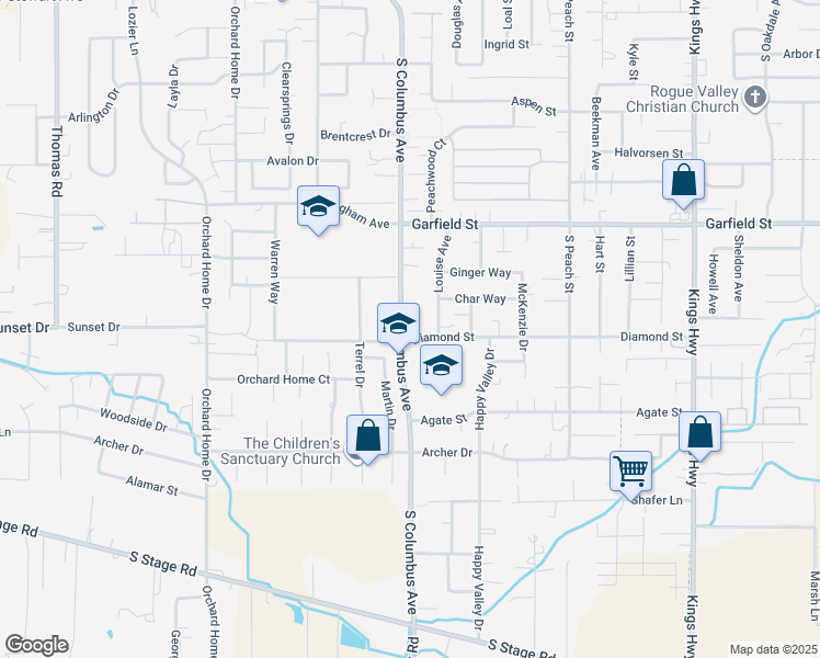 map of restaurants, bars, coffee shops, grocery stores, and more near 1790 Herrin Lane in Medford
