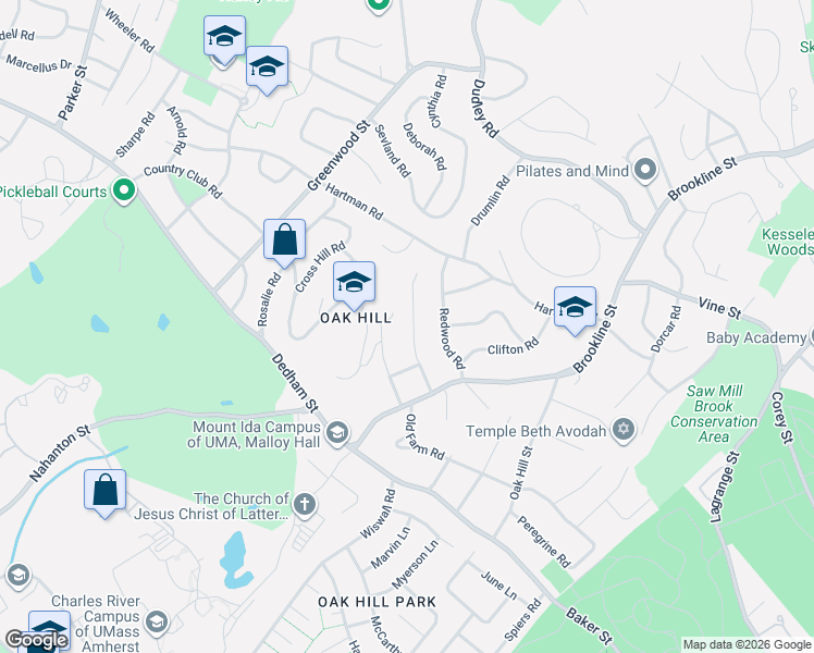 map of restaurants, bars, coffee shops, grocery stores, and more near 75 Lovett Road in Newton