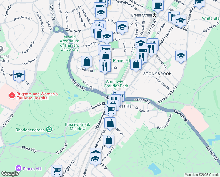map of restaurants, bars, coffee shops, grocery stores, and more near 19 Anson Street in Boston