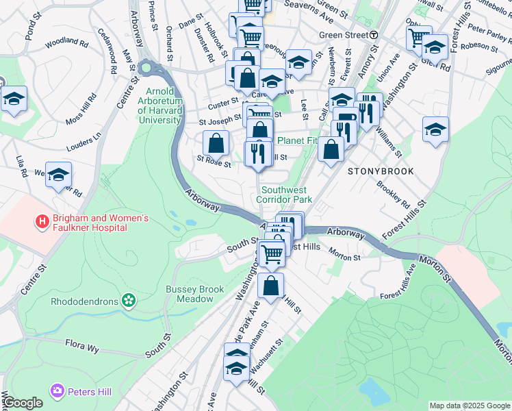 map of restaurants, bars, coffee shops, grocery stores, and more near in Boston