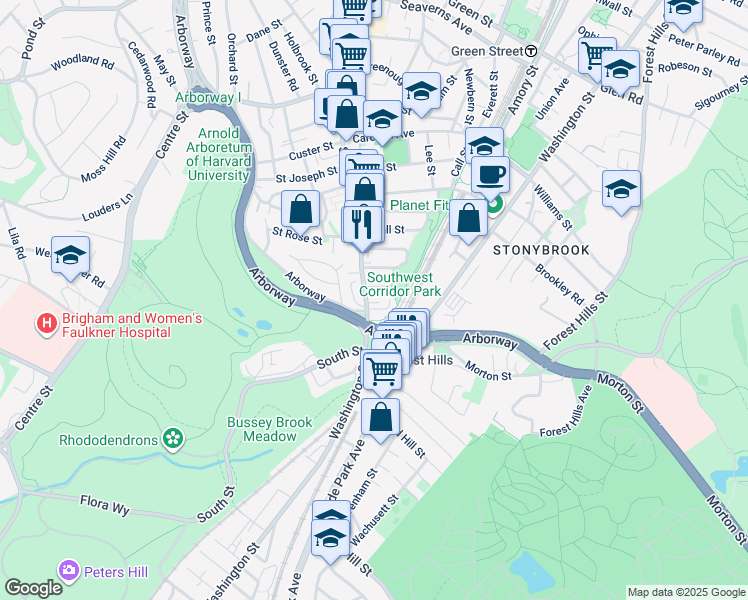 map of restaurants, bars, coffee shops, grocery stores, and more near 218 South Street in Boston