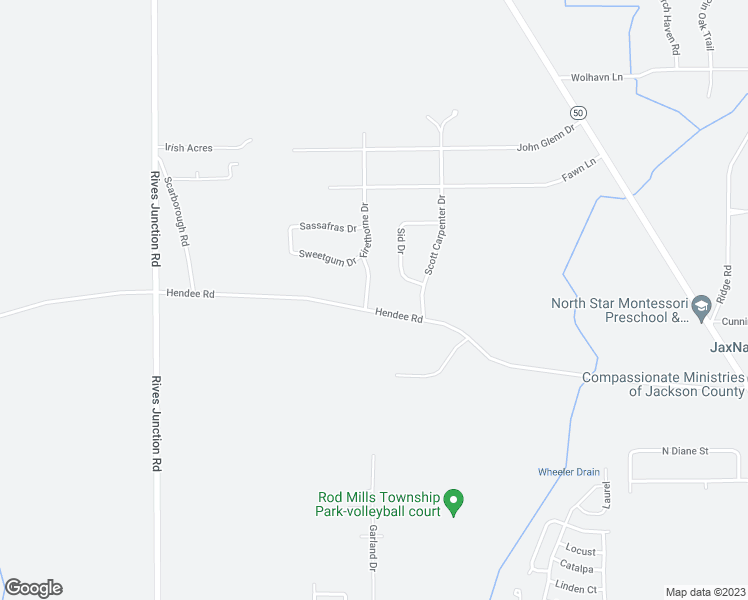 map of restaurants, bars, coffee shops, grocery stores, and more near 3600 Hendee Road in Jackson