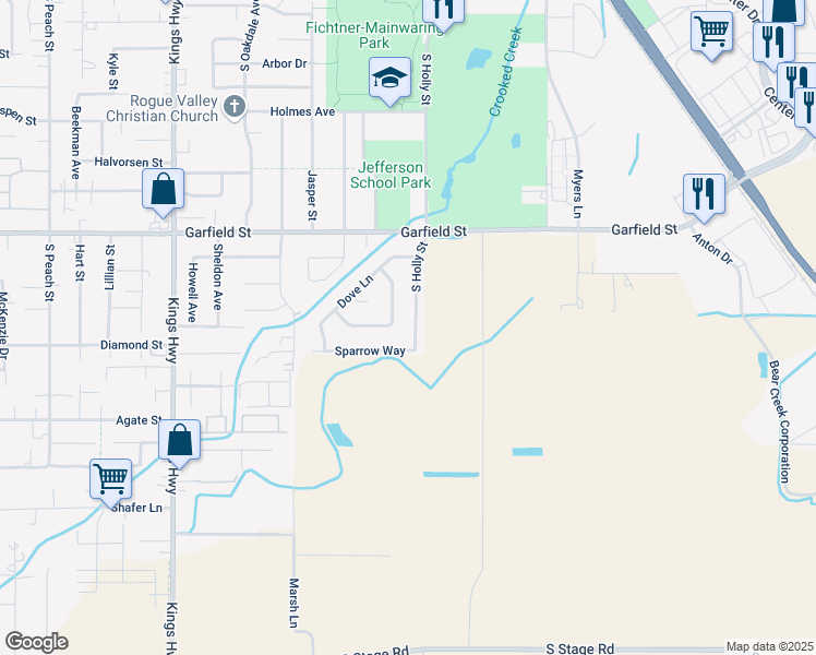 map of restaurants, bars, coffee shops, grocery stores, and more near 1782 South Holly Street in Medford