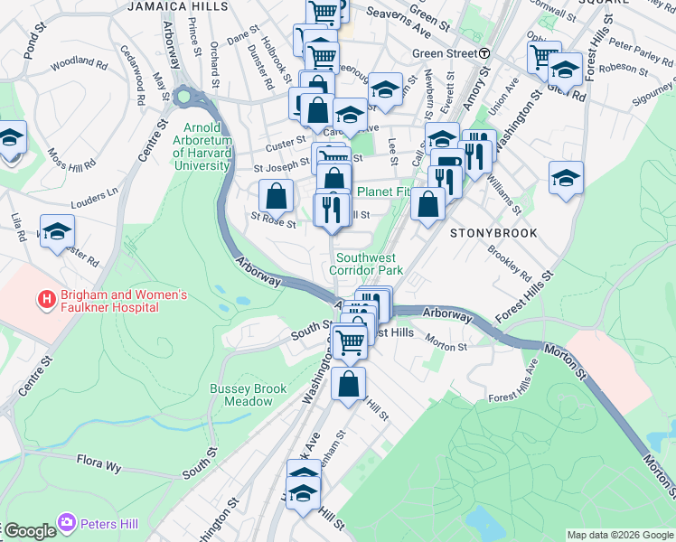 map of restaurants, bars, coffee shops, grocery stores, and more near 210 South Street in Boston