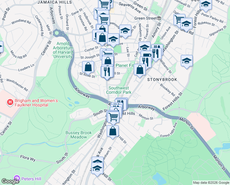 map of restaurants, bars, coffee shops, grocery stores, and more near 17 Anson Street in Boston