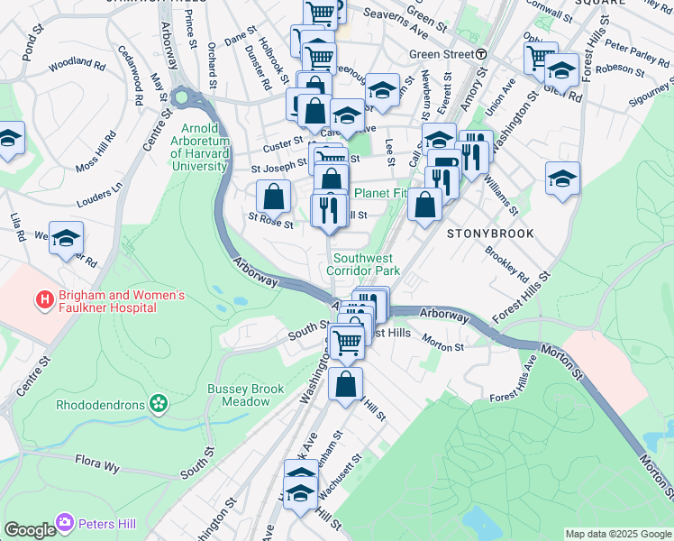 map of restaurants, bars, coffee shops, grocery stores, and more near in Boston