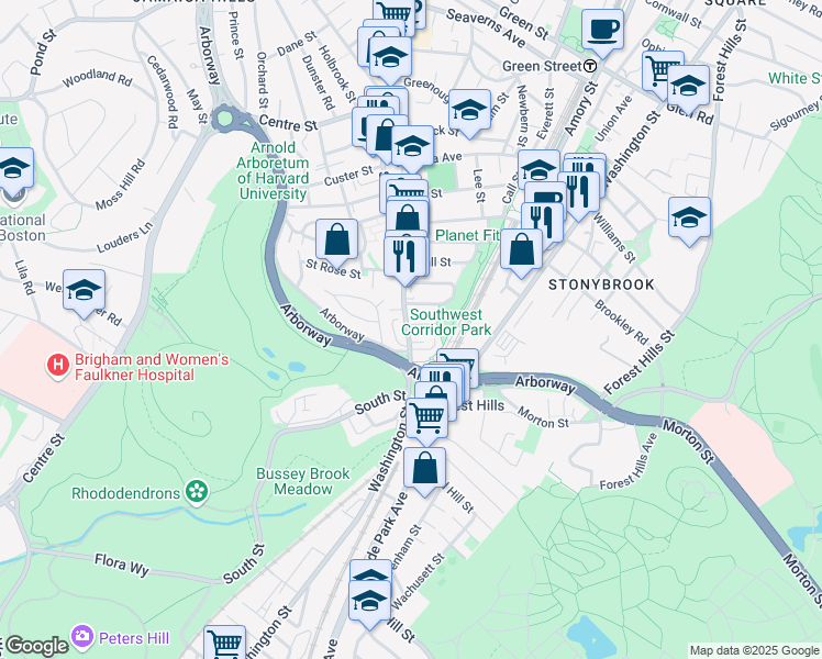 map of restaurants, bars, coffee shops, grocery stores, and more near in Boston
