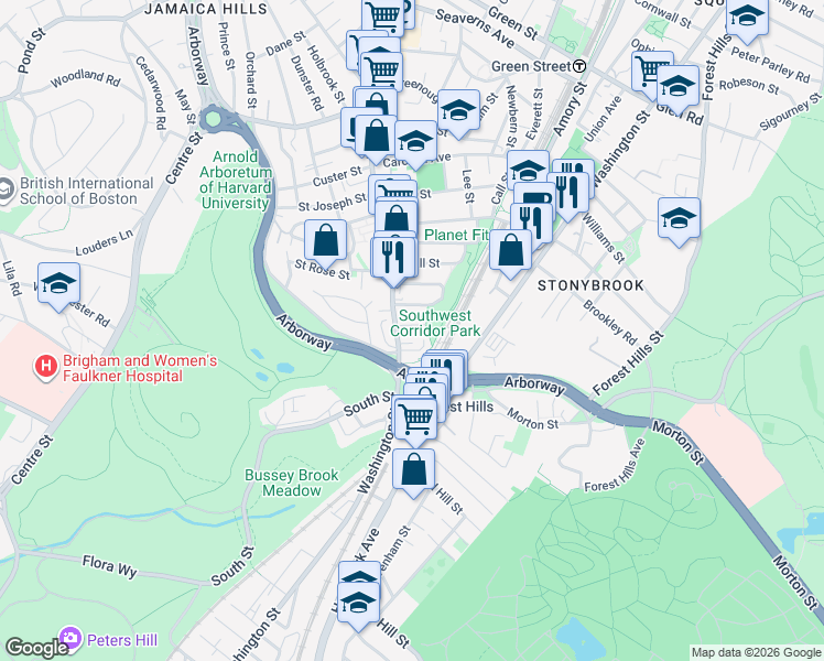 map of restaurants, bars, coffee shops, grocery stores, and more near 11 Anson Street in Boston