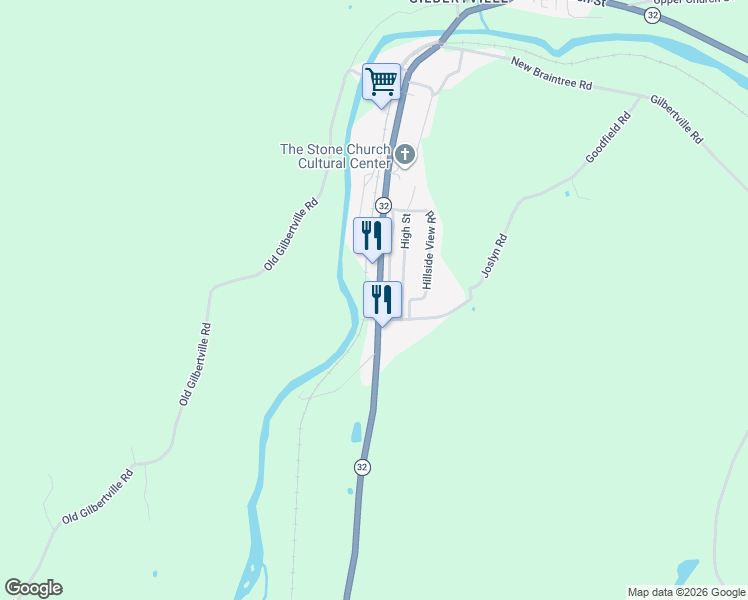 map of restaurants, bars, coffee shops, grocery stores, and more near 446 Main Street in New Braintree