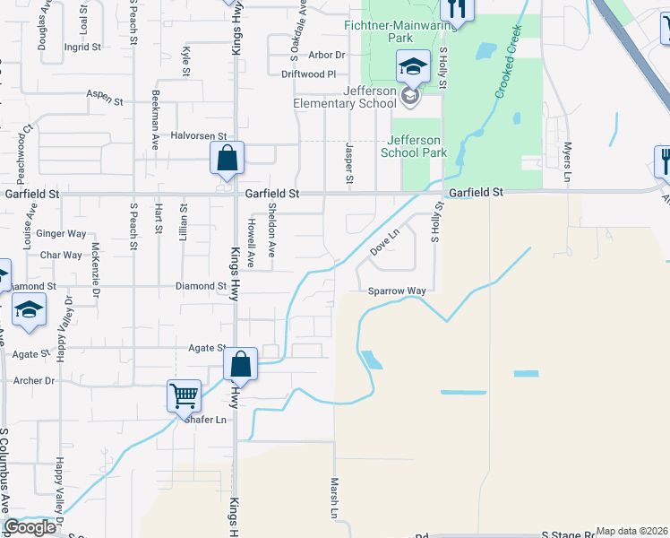 map of restaurants, bars, coffee shops, grocery stores, and more near 1875 Marsh Lane in Medford