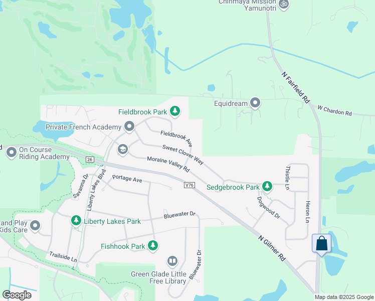 map of restaurants, bars, coffee shops, grocery stores, and more near 2825 Sweet Clover Way in Wauconda