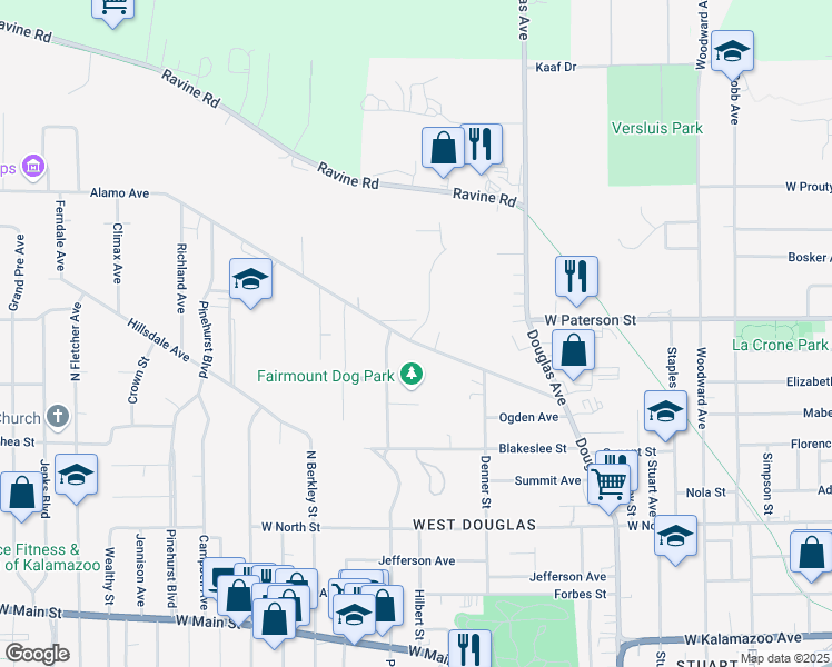 map of restaurants, bars, coffee shops, grocery stores, and more near 1430 Alamo Avenue in Kalamazoo