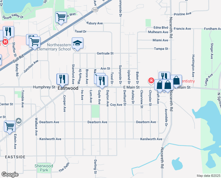 map of restaurants, bars, coffee shops, grocery stores, and more near 1130 Dayton Avenue in Kalamazoo
