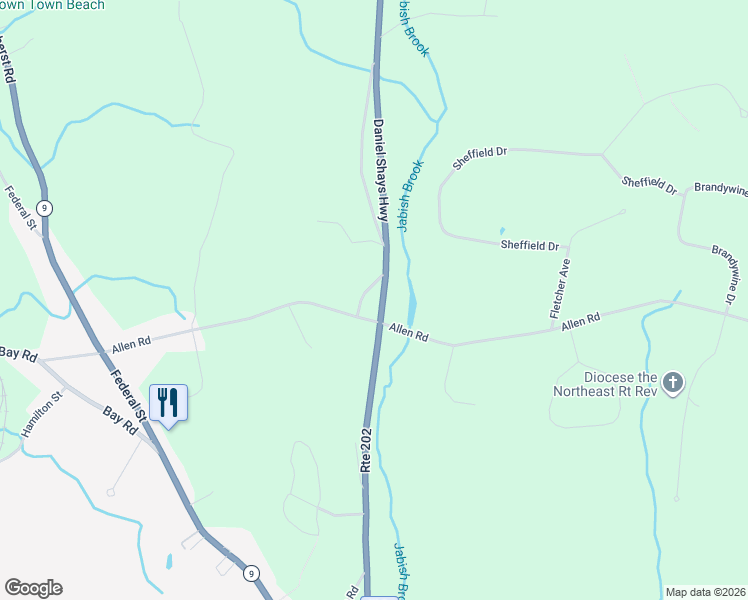 map of restaurants, bars, coffee shops, grocery stores, and more near 306 Allen Rd in Belchertown