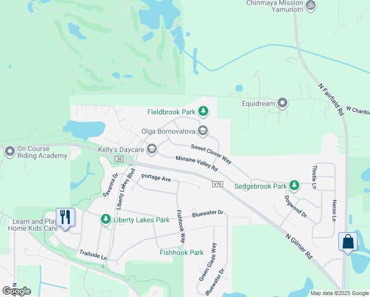map of restaurants, bars, coffee shops, grocery stores, and more near 2846 Sweet Clover Way in Wauconda