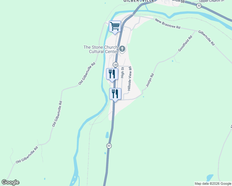map of restaurants, bars, coffee shops, grocery stores, and more near 446 Main Street in New Braintree