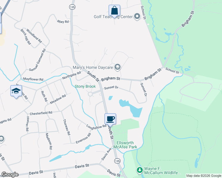map of restaurants, bars, coffee shops, grocery stores, and more near 18 Sunset Drive in Northborough