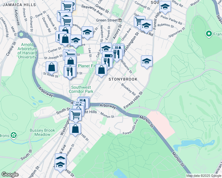 map of restaurants, bars, coffee shops, grocery stores, and more near 84 Stonley Road in Boston
