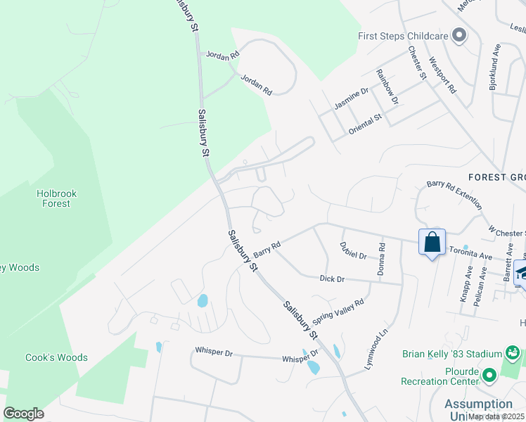 map of restaurants, bars, coffee shops, grocery stores, and more near 770 Salisbury Street in Worcester