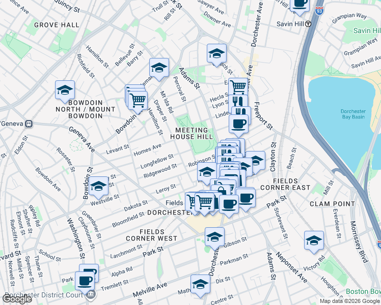 map of restaurants, bars, coffee shops, grocery stores, and more near 21 Bentham Road in Boston