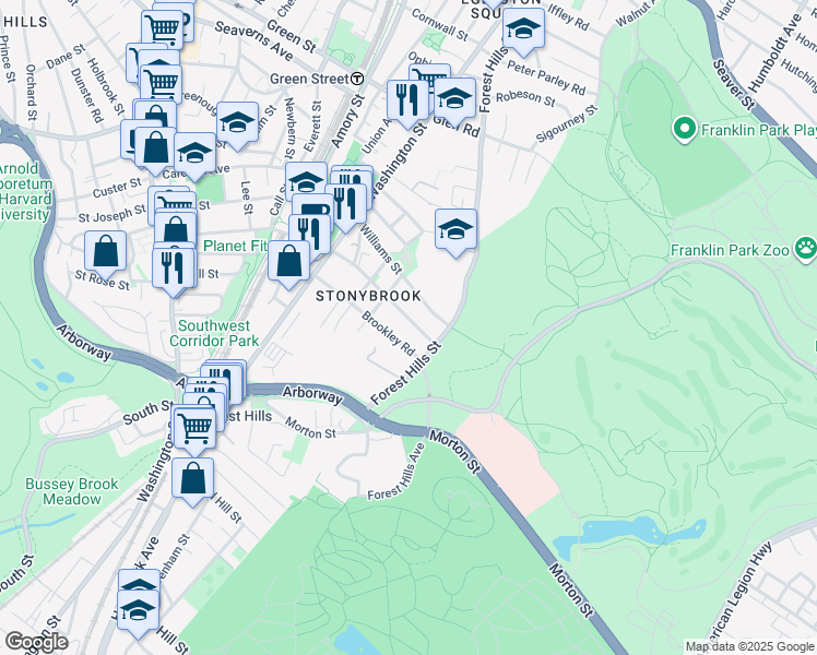 map of restaurants, bars, coffee shops, grocery stores, and more near 91 Rossmore Road in Boston