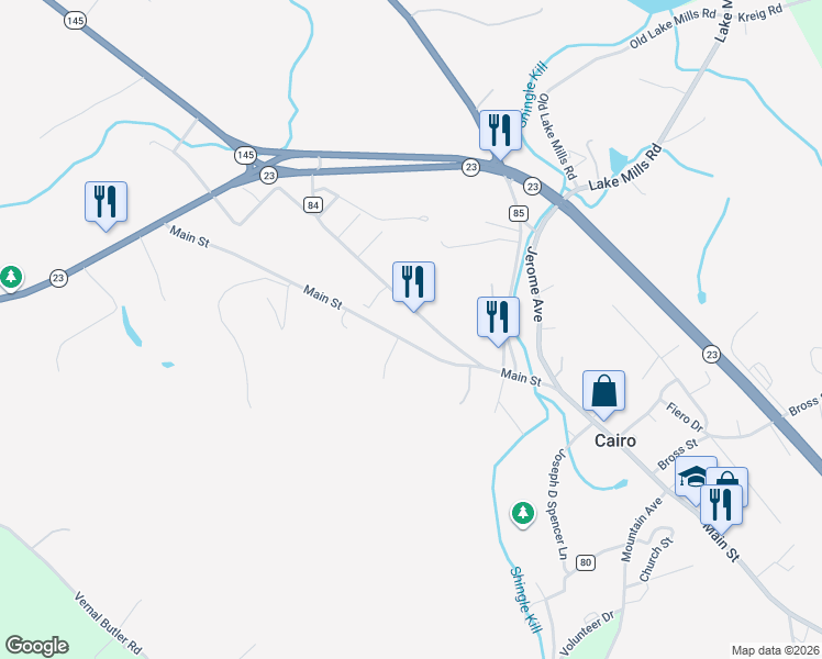 map of restaurants, bars, coffee shops, grocery stores, and more near 55 County Road 84 in Cairo