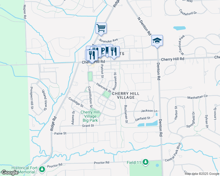 map of restaurants, bars, coffee shops, grocery stores, and more near 99A Filmore Street in Canton