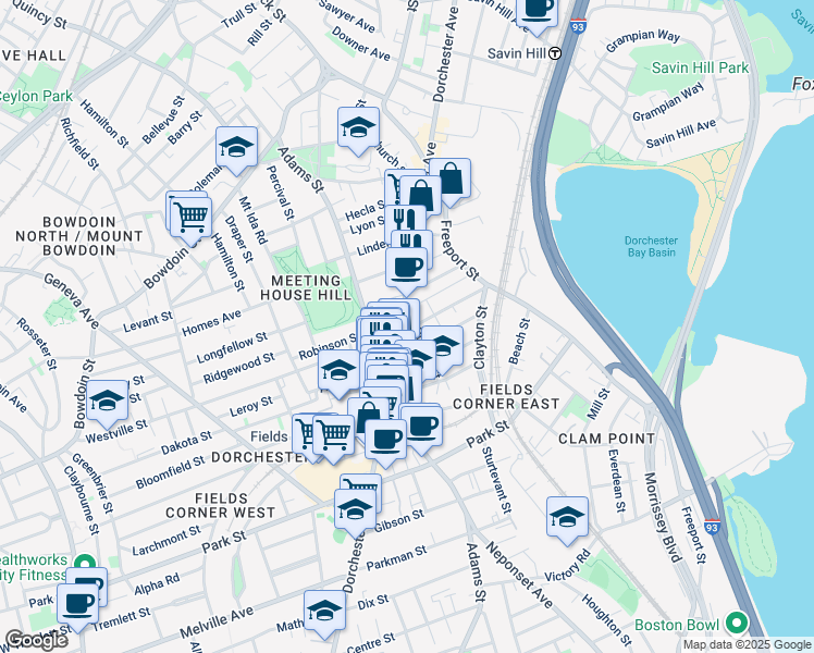 map of restaurants, bars, coffee shops, grocery stores, and more near 2 Greenwich Street in Boston