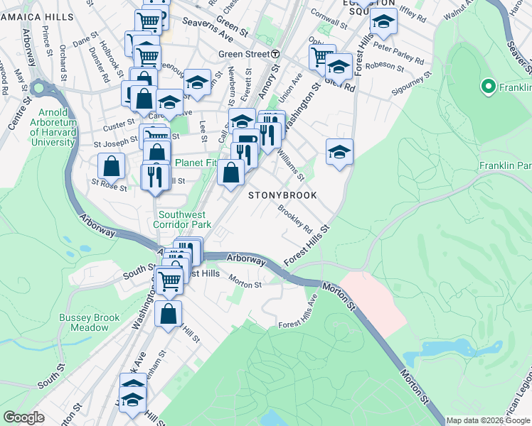map of restaurants, bars, coffee shops, grocery stores, and more near 19 Lotus Street in Boston
