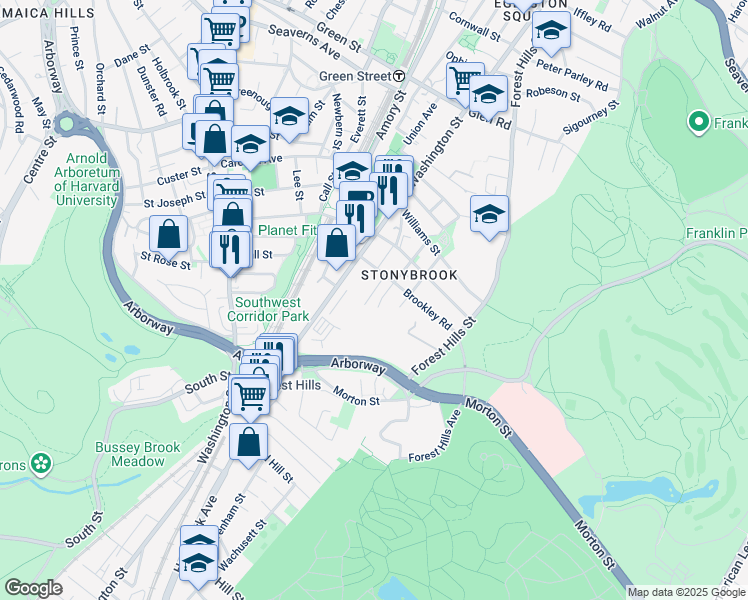 map of restaurants, bars, coffee shops, grocery stores, and more near 84 Stonley Road in Boston