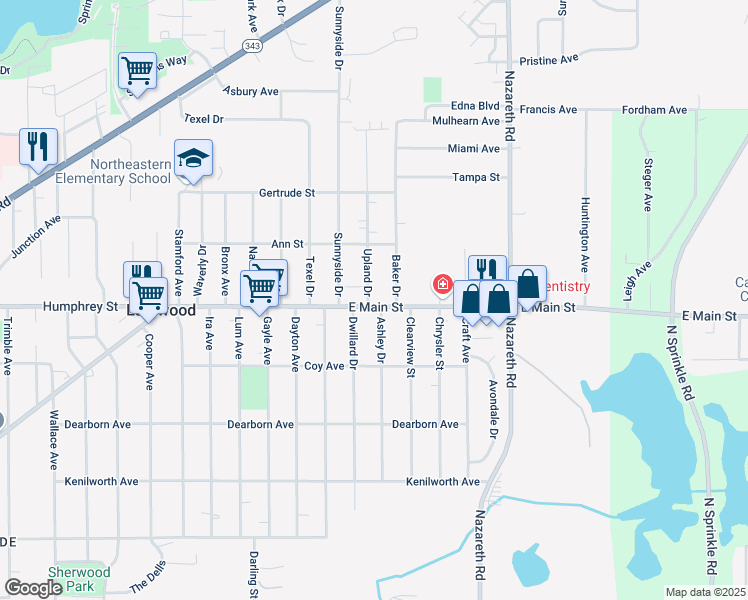 map of restaurants, bars, coffee shops, grocery stores, and more near 3025 East Main Street in Kalamazoo