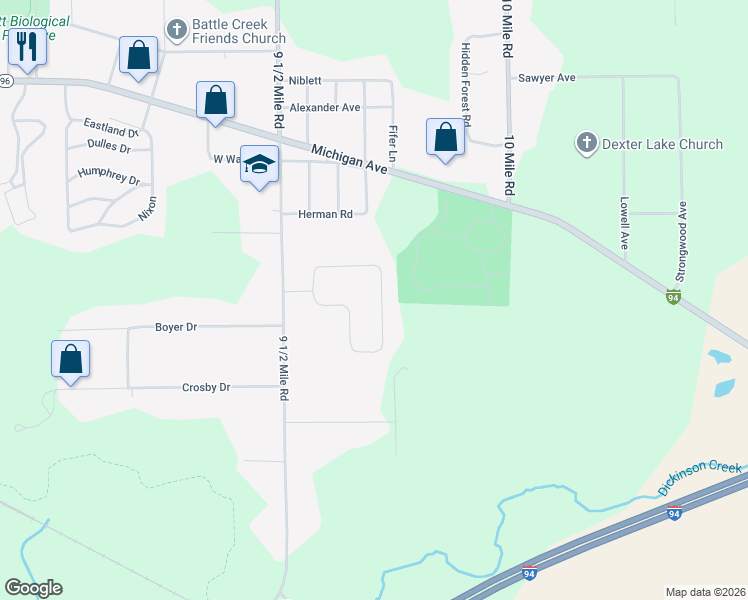 map of restaurants, bars, coffee shops, grocery stores, and more near 246 Beaumont Drive in Battle Creek