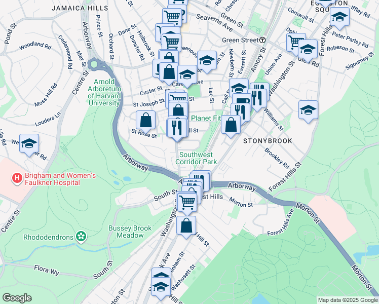 map of restaurants, bars, coffee shops, grocery stores, and more near 19 Anson Street in Boston