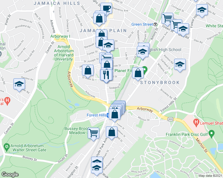 map of restaurants, bars, coffee shops, grocery stores, and more near 19 Anson Street in Boston