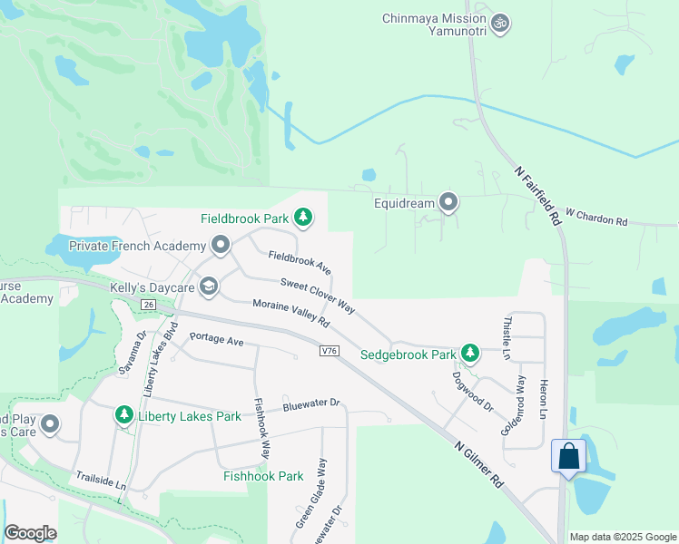 map of restaurants, bars, coffee shops, grocery stores, and more near 2825 Sweet Clover Way in Wauconda