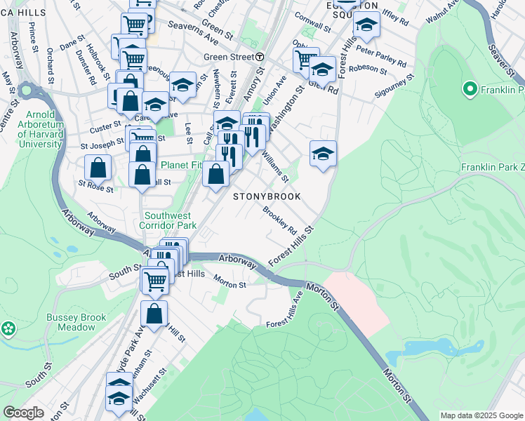 map of restaurants, bars, coffee shops, grocery stores, and more near 19 Lotus Street in Boston