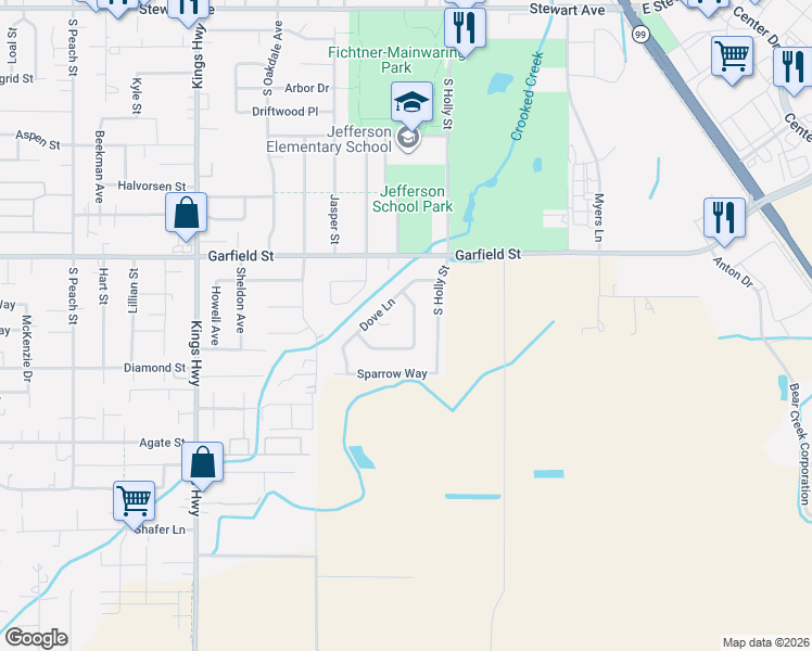 map of restaurants, bars, coffee shops, grocery stores, and more near 240 Peebler Way in Medford