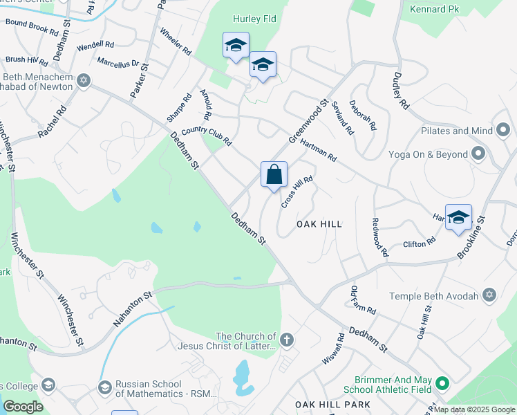 map of restaurants, bars, coffee shops, grocery stores, and more near 27 Rosalie Road in Newton