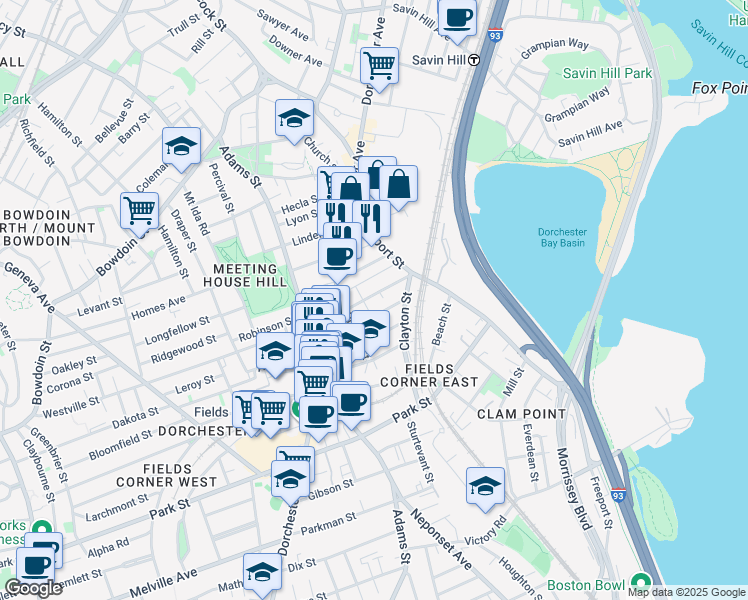 map of restaurants, bars, coffee shops, grocery stores, and more near 39 Greenwich Street in Boston