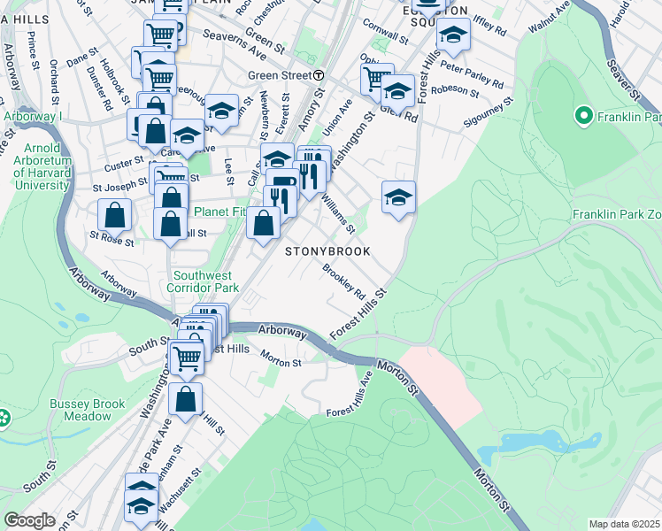 map of restaurants, bars, coffee shops, grocery stores, and more near 19 Lotus Street in Boston