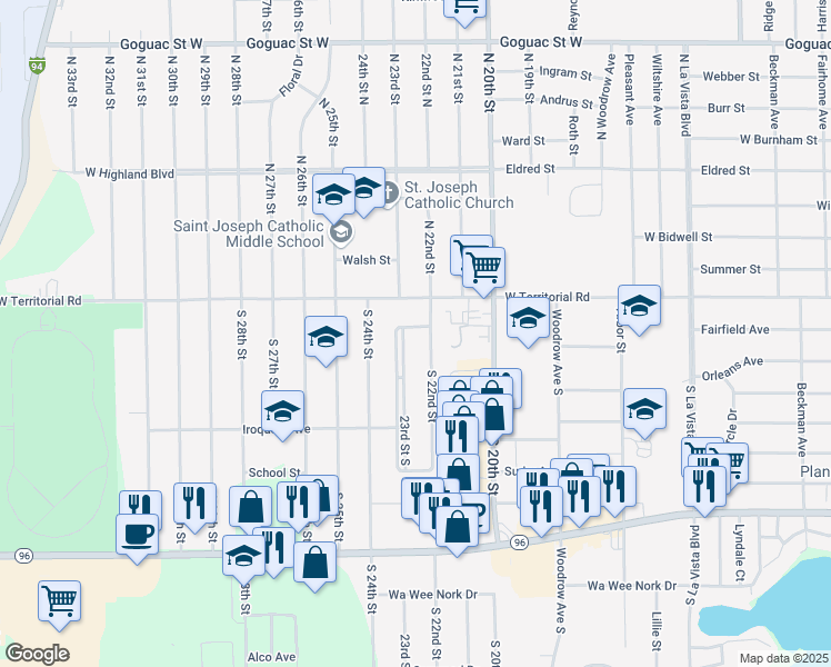 map of restaurants, bars, coffee shops, grocery stores, and more near 41 23rd Street South in Battle Creek