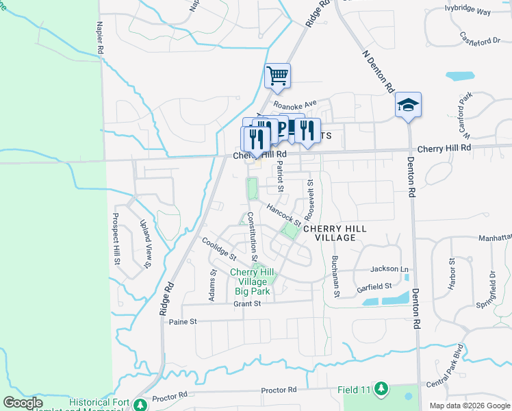 map of restaurants, bars, coffee shops, grocery stores, and more near 346 Constitution Street in Canton