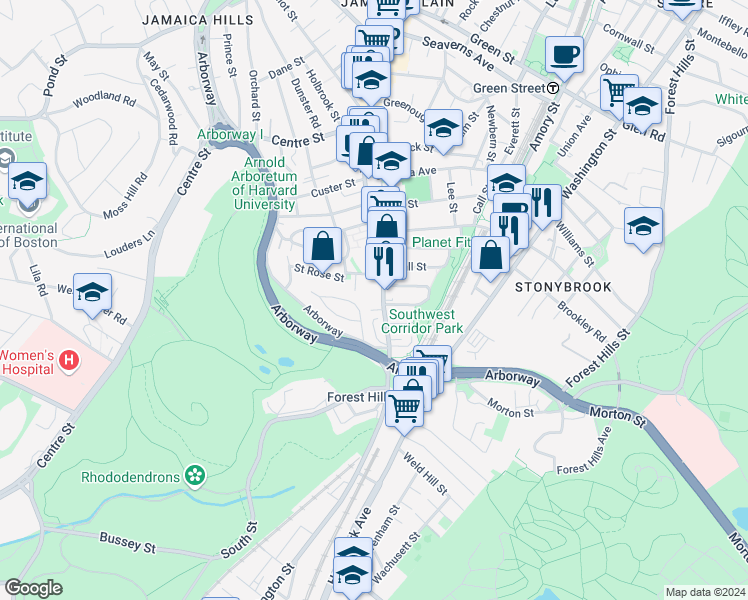 map of restaurants, bars, coffee shops, grocery stores, and more near 159 South Street in Boston