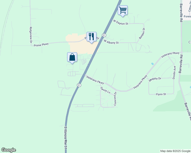 map of restaurants, bars, coffee shops, grocery stores, and more near 1705 Highway 31 in McHenry