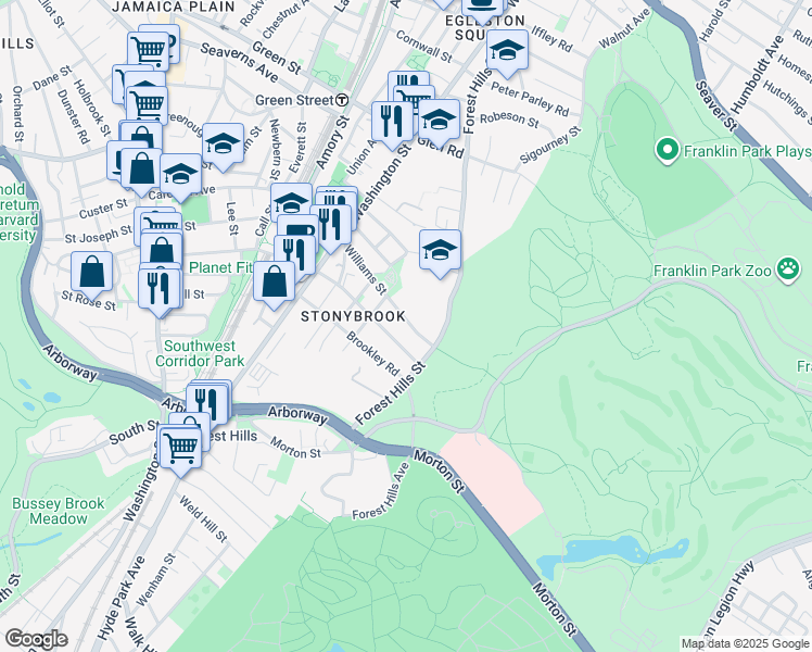 map of restaurants, bars, coffee shops, grocery stores, and more near 132 Williams Street in Boston